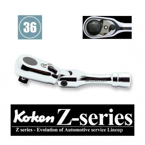Koken 3726ZS 3/8''Sq Drive Flexi Short Ratchet 120mm Long