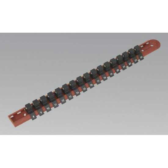 Sealey AK1217 Socket Retaining Rail with 17 Clips 1/2Sq Drive