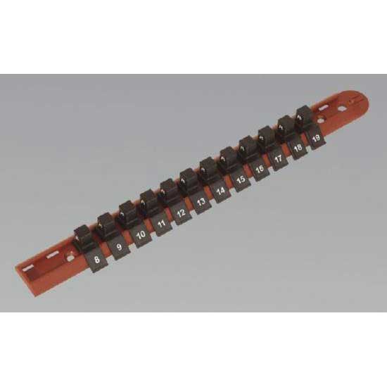 Sealey AK3812 Socket Retaining Rail with 12 Clips 3/8Sq Drive