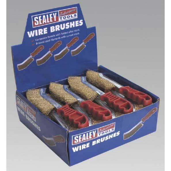 Sealey WB05DB24 - Wire Brush Brassed Steel Plastic Handle Display Box of 24