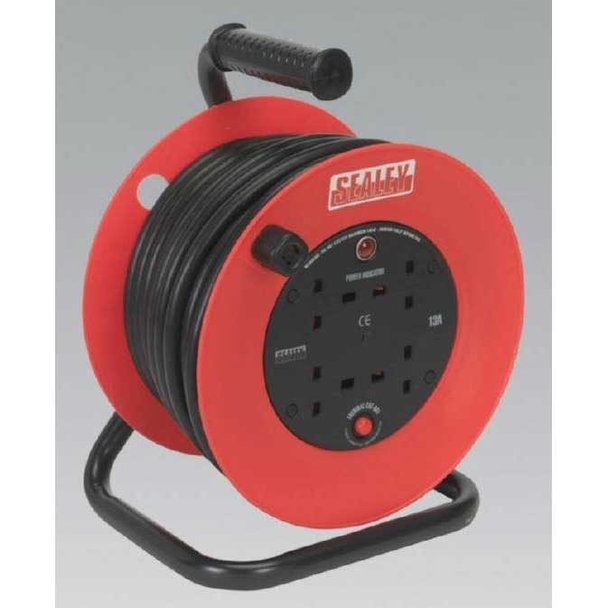 Cable Reel 25mtr 4 x 230V 2.5mm Heavy-Duty Thermal Trip