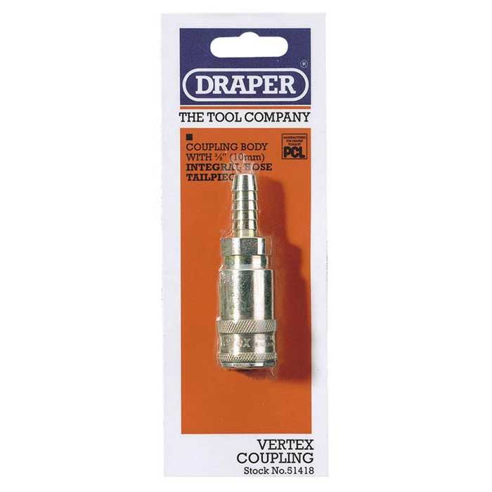 Draper 3/8'' Bore Vertex Air Line Coupling with Tailpiece