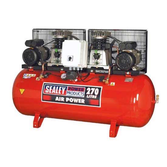 Compressor 270ltr Belt Drive 2 x 3hp with Cast Cylinders