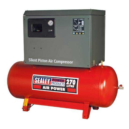 Compressor 270ltr Belt Drive 7.5hp 3ph 2-Stage with Cast Cylinders Low Noise