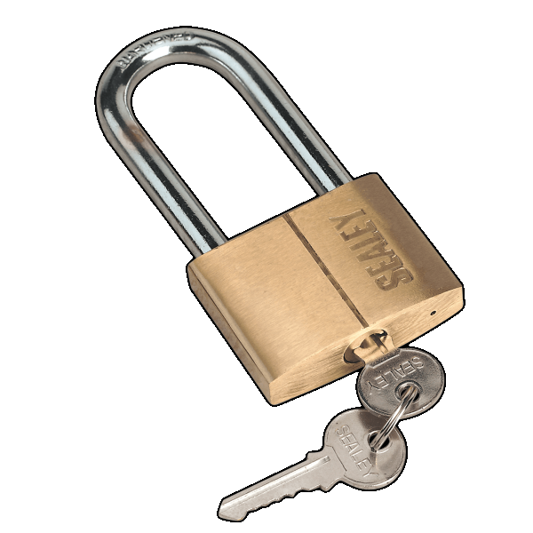 Sealey PBCL50 Padlock with Brass Cylinder Long Shackle 50mm