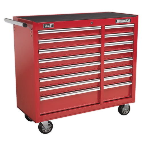 Sealey Rollcab 16 Drawer with Ball Bearing Slides Heavy-Duty Red