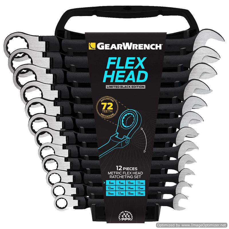 Gearwrench 12Pc Flex Hd Combination Ratcheting Wrench Black