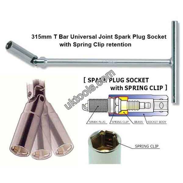 Koken 127C315-16 T Bar Universal Joint Spark Plug Socket16mm