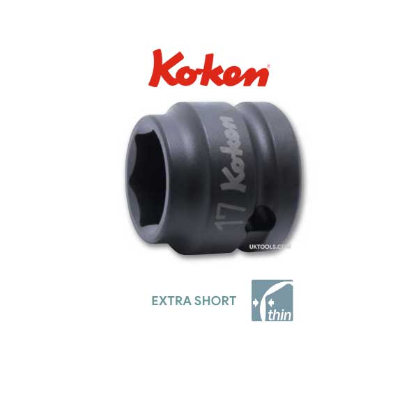 14401MS-16 KOKEN 16mm 1/2''Dr. Thin Wall Short Impact Socket