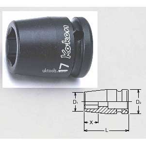 Koken 14400A-1 1(inch) 1/2Dr Standard 6point(hex) Impact Socket