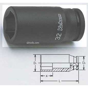 Koken 16300A-1 1''(inch) 3/4''Drive DEEP 6point(hex) Impact Socket
