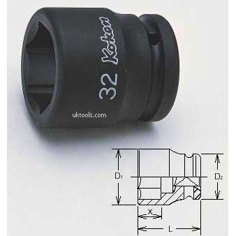 Koken 16400M-30 30mm 3/4''Drive Standard 6point(hex) Impact Socket