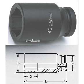 Koken 18300M-25 25mm 1''Drive DEEP 6point(hex) Impact Socket