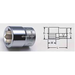 Koken 3415A-7/16 7/16'' 3/8''Dr. 8 point 26mm Long Double Square Socket