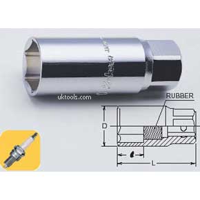 Koken 3300S-20.8 20.8mm 3/8''Dr. 70mm Long Spark Plug Socket w/ Rubber