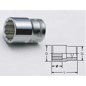 Koken 3405W-1/8 Whitworth 1/8 (inch) 3/8Dr 12-Point D/Hex Socket