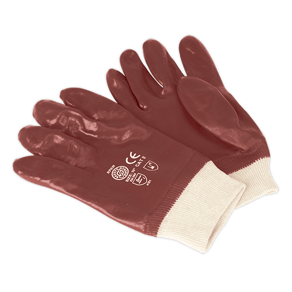Sealey SSP31 PVC Chemical Handling Gloves Knitted Wrist Pair