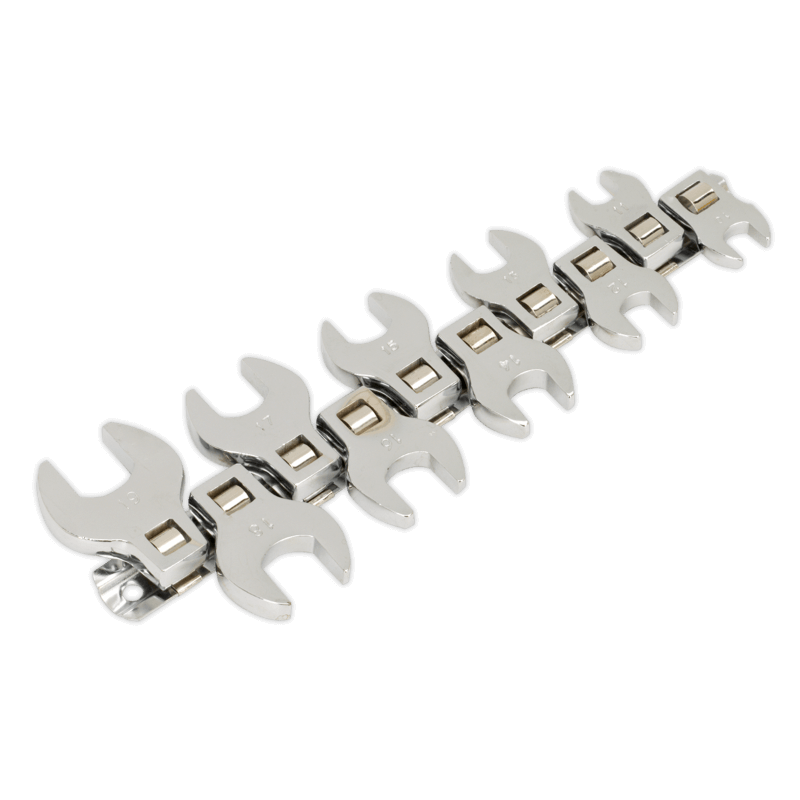 10-Piece Metric Crows Foot Wrench Set – 3/8 Inch Drive, 10-19mm Flare Nut Wrenches, CR-V Steel With Storage Rail