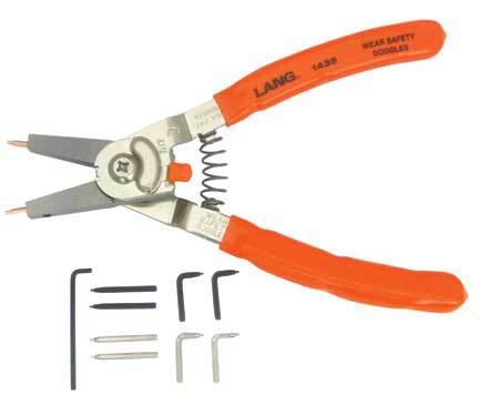 Lang Tools 1421 Quick Switch Retaining Ring Pliers – Internal/External Convertible With Interchangeable Tips (5 Pairs)