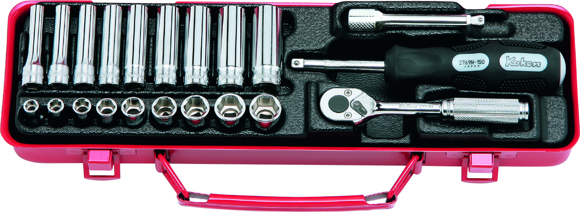 Koken 2277 1/4'' Drive 21 Piece 6 Point Socket Set