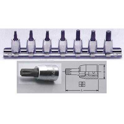 Koken RS2025/7-L28 7 piece 1/4''.Dr bit torx 28mm long socket set on a rail