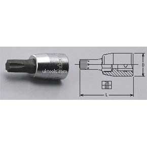 Koken 2025.28-T10 T10 1/4''Drive Torx Bit 28mm Long Socket