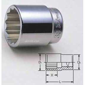 Koken 8405A-2 2(inch) 1Dr Standard 12point(bi-hex) Chrome Socket