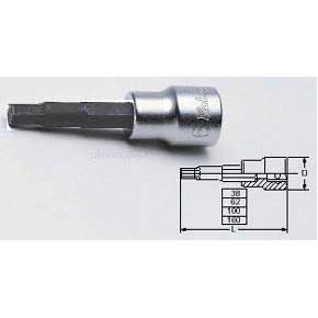 Koken 3010M.100-5 5mm 3/8''Drive Hex Bit 100mm Long Socket