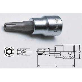 Koken 3025.50-T25H TH25 3/8''Dr. Tamper Proof Torx Bit 50mm Long Socket