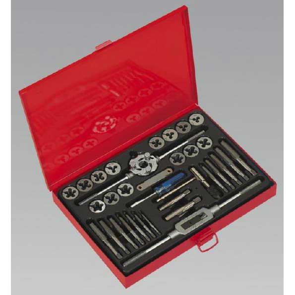 APRICA 28-Piece Model Engineer Tap & Die Set – M.E. Thread, 3 Taps Per Thread, Split Dies