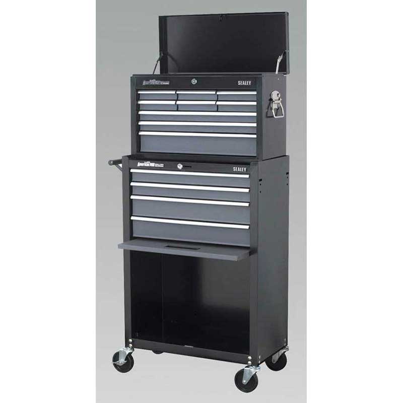 Sealey AP2513B - Topchest & Rollcab Combination 13 Drawer with Ball Bearing Runners - Black/Grey