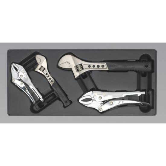 Sealey TBT04 - Tool Tray with Locking Pliers & Adjustable Wrench Set 4pc