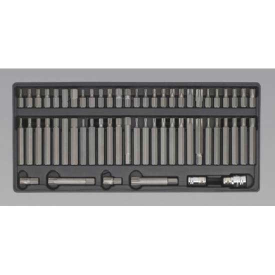 Sealey TBT11 - Tool Tray with Ribe/Spline/Hex/Security TRX-Star Bit Set 60pc