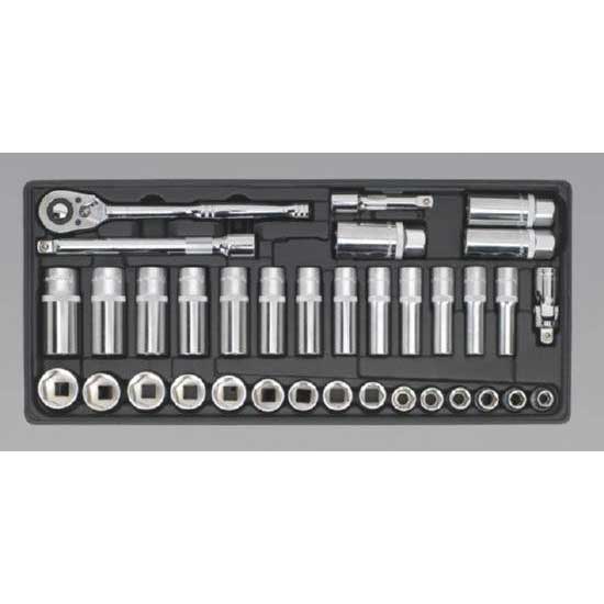 Sealey TBT20 - Tool Tray with Socket Set 3/8Sq Drive 35pc
