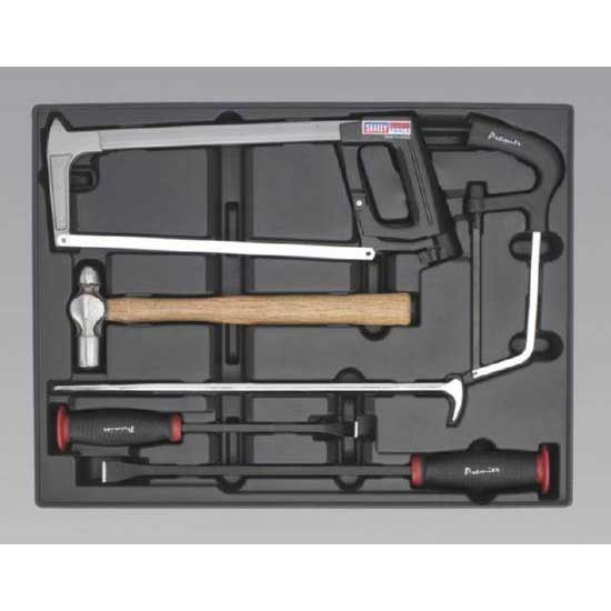 Sealey TBT30 Tool Tray with Prybar  Hammer & Hacksaw Set 6pc