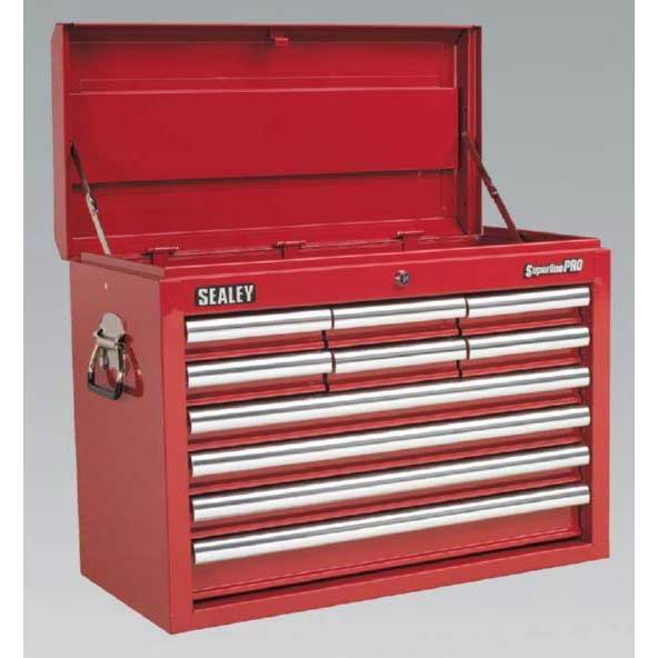 Sealey AP33109 Topchest 10 Drawer with Ball Bearing Runners Red
