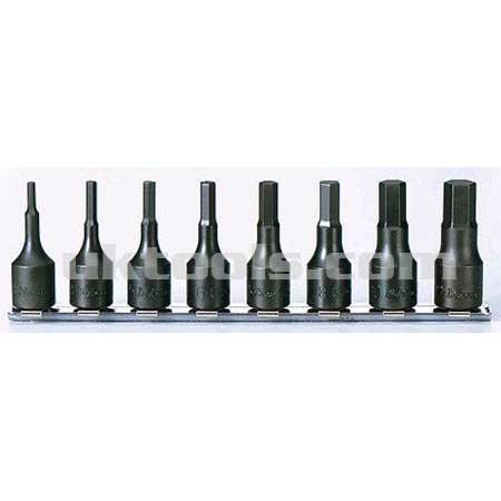 Koken RS3012A/8-L52 8pc 3/8''.Dr AF hex sockets set 1/8 to 1/2''