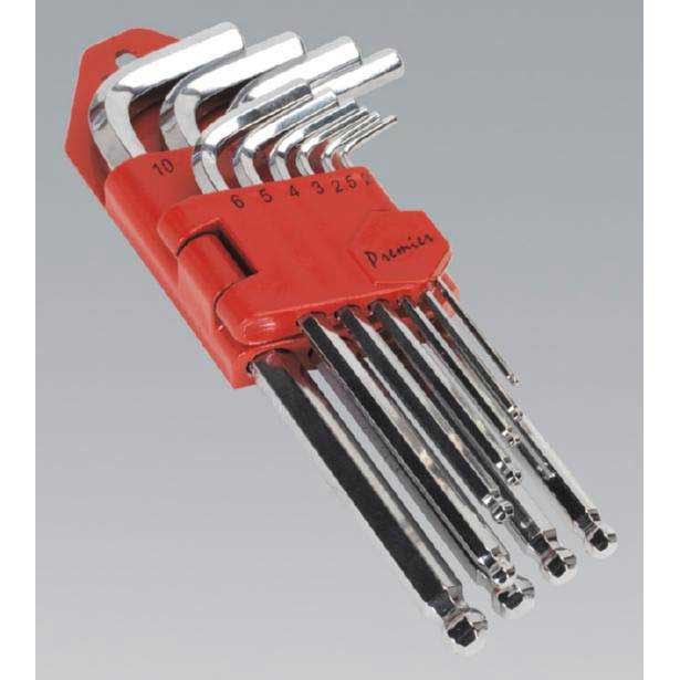 Sealey AK7168 Ball-End Hex Key Set 10pc Long Polished Metric