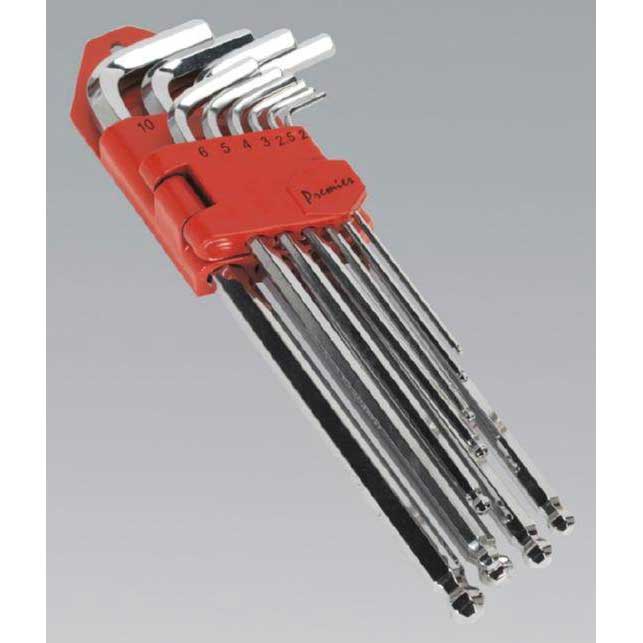 Sealey AK7169 - Ball-End Hex Key Set 10pc Extra-Long Fully Polished Metric