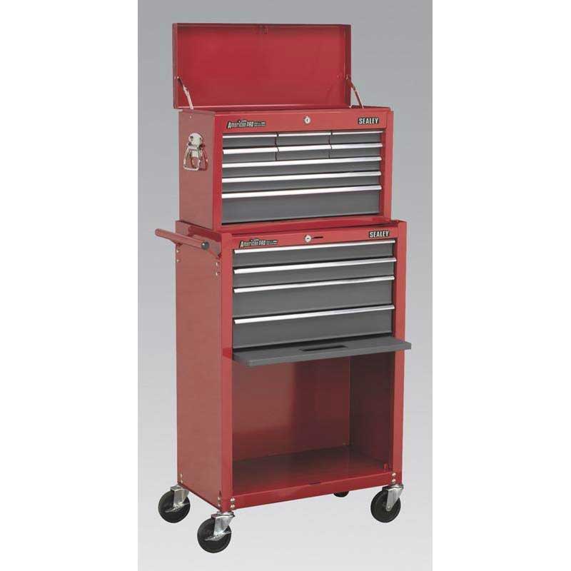 Sealey AP22513BB - Topchest & Rollcab Combination 13 Drawer with Ball Bearing Runners - Red/Grey