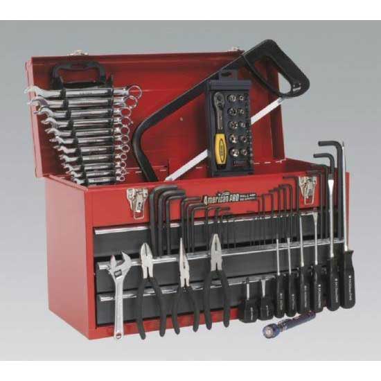 Sealey AP9243BBCOMBO - Portable Topchest 3 Drawer - Ball Bearing Runners - Red with 74pc Tool Ki
