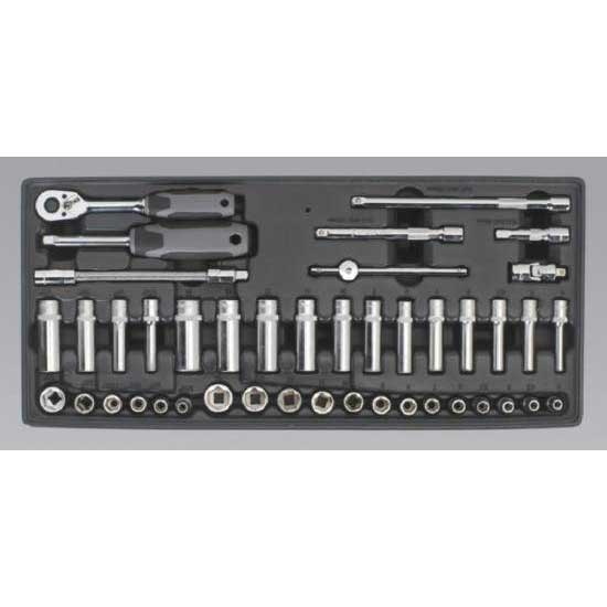 Sealey TBT33 - Tool Tray with Socket Set 43pc 1/4''Sq Drive