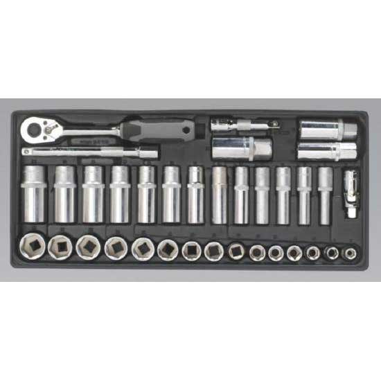 Sealey TBT34 - Tool Tray with Socket Set 35pc 3/8''Sq Drive