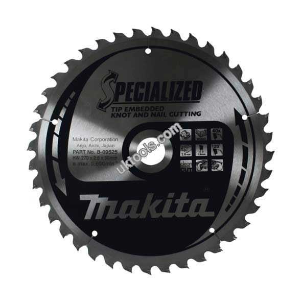 Makita SPECIALIZED 185mm Portable Circular Saw Blade x 40T for Wood with Nails B-09488