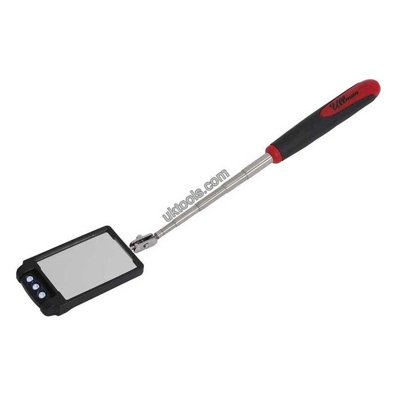 HTK-2LT Ullman Rect (2.25''x3.5'') Telescopic LED Mirror - 6.75'' to 30'' Long