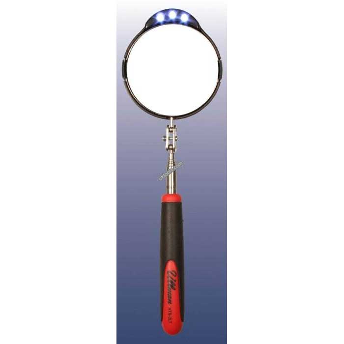 HTS-2LT Ullman 3.3/8'' Telescopic LED Inspection Mirror - 6.75'' to 30'' Long