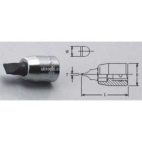 Koken 2005.25-6 6mm 1/4''Drive Bit Socket for Slotted Heads