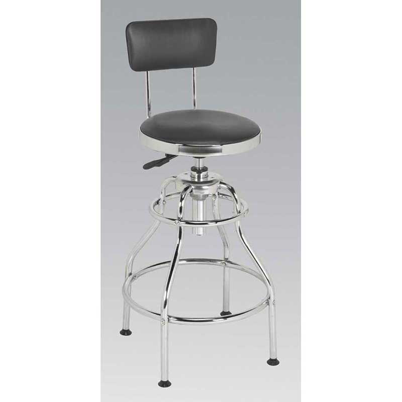 Workshop Stool Pneumatic with Swivel Seat & Back Rest