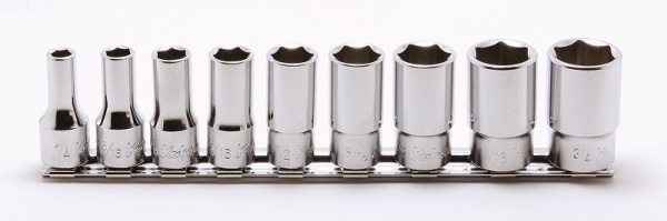 Koken RS3305XA/9 9 piece AF 3/8''.Dr 12-pt Semi deep 40mm long socket set