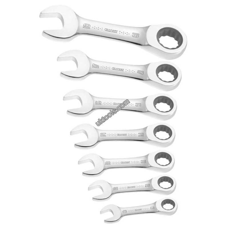 Facom Expert 7pc Stubby Ratcheting Wrench Set